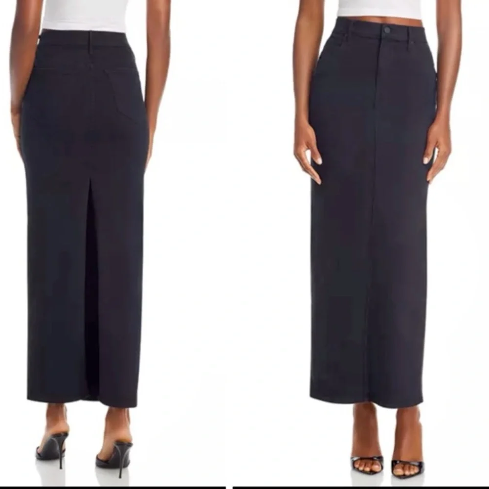 NWT MOTHER The flagpole Denim Maxi Skirt in Pitch Black Size 30